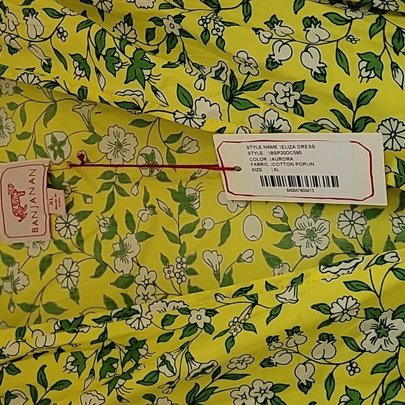 Banjanan Eliza Dress Audrey Sprig Aurora Cotton Poplin Midi - Picture 7 of 10